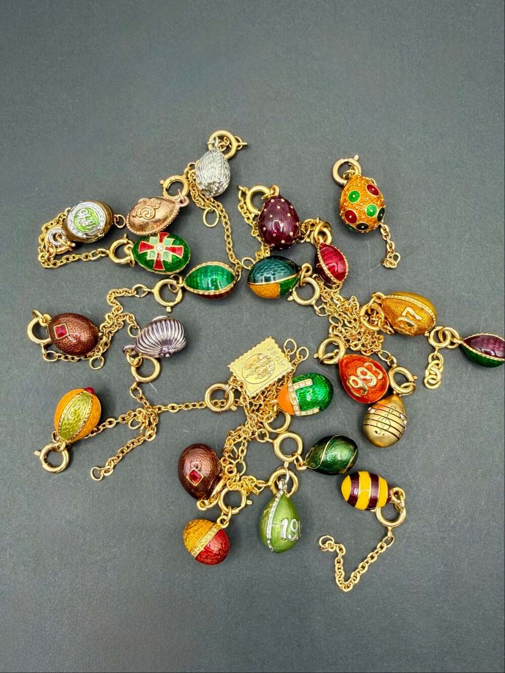 Joan Rivers Faberge Style Egg Charms Lot of 23 Enamel Rhinestone